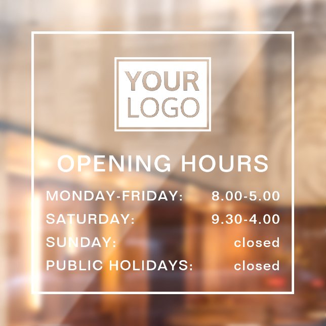 Opening hours add logo white and transparent window cling (Sheet 2)