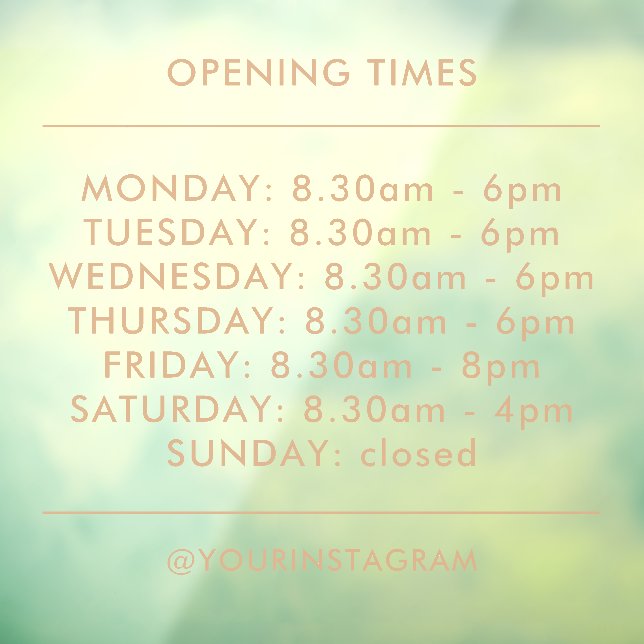 Opening hours business modern minimalist gold window cling (Sheet 3)