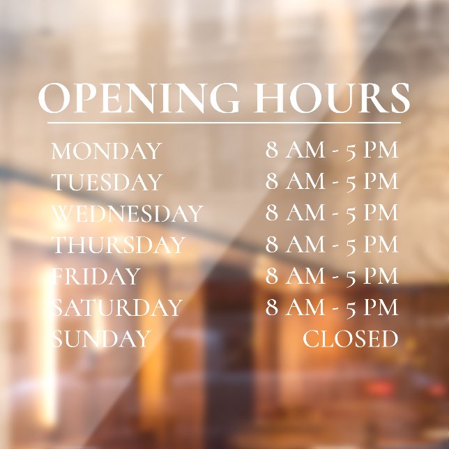 Opening Hours | Business Time Open White Sign (Sheet 2)