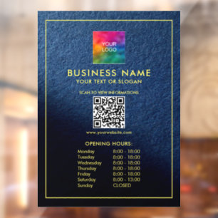 Opening Hours Custom Upload Your Logo QR Code Window Cling