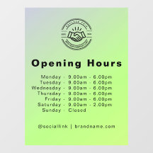 Opening Hours Elegant Script Small Business Logo