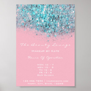 Opening Hours Gold Blue Ocean Confetti Pink Poster