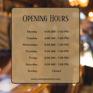 Opening Hours l Black Script Business Time  Window Cling