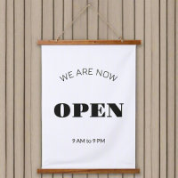 Opening Hours l Black & White Business Time Sign