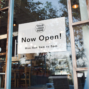 Opening Hours l Business Logo Black & White  Window Cling