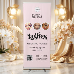 Opening Hours QR Code Logo Custom Lash Salon Retractable Banner