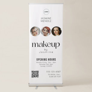 Opening Hours QR Code Logo Custom Salon Display Retractable Banner