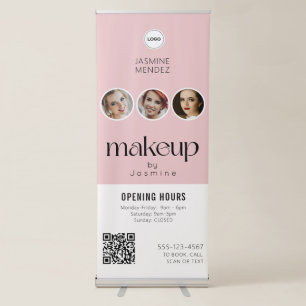 Opening Hours QR Code Logo Custom Salon Display Retractable Banner