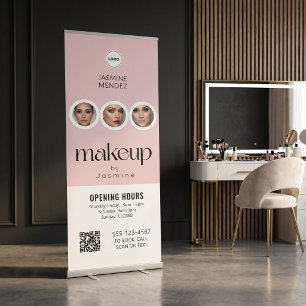 Opening Hours QR Code Logo Custom Salon Display Retractable Banner