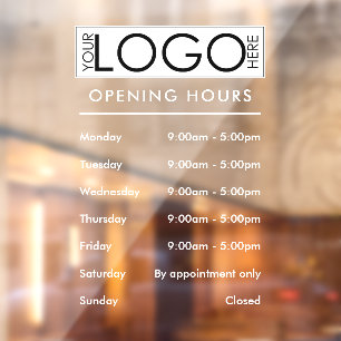Opening Hours Simple Professional Business Logo Window Cling