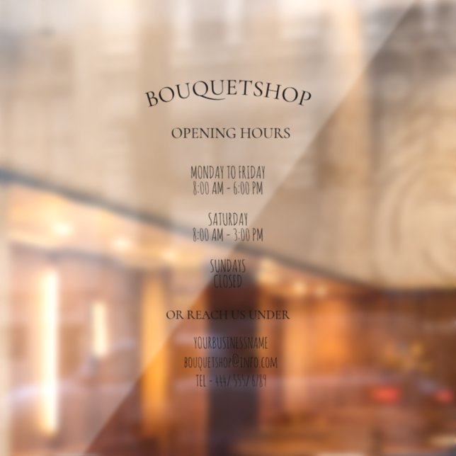 Opening Hours with Business Information Window Cling (Sheet 2)