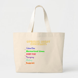 Opening Night Checklist Large Tote Bag