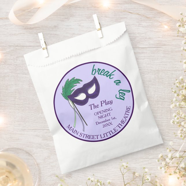 Opening Night Drama Club Masquerade Mask Party Favour Bags (Clipped)