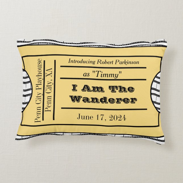 Opening Night Premier Ticket Decorative Cushion (Back)