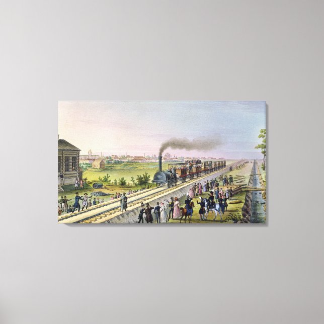 Opening of the First Railway Line Canvas Print (Front)