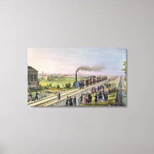Opening of the First Railway Line Canvas Print