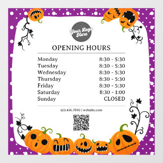 Opening Times | Business Logo Opening Halloween Window Cling