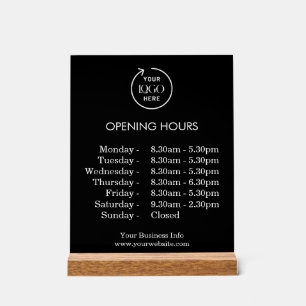 Opening Times Business Logo Opening Hours Acrylic Sign