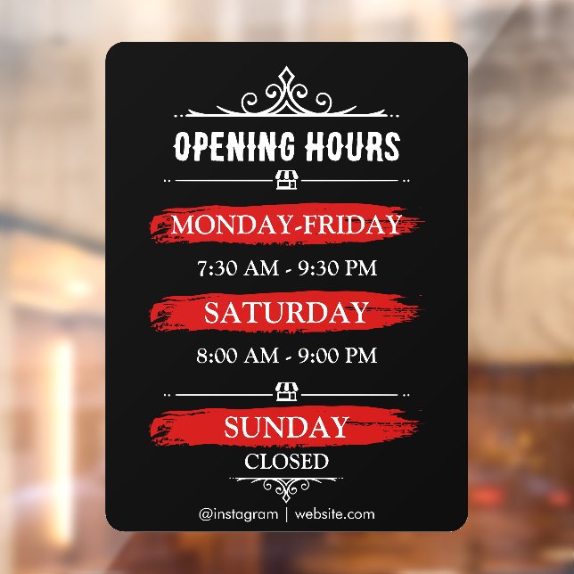 Opening Times | Business Logo Opening Hours Black  Window Cling (Sheet 2)