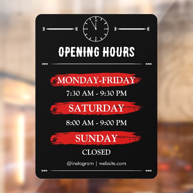 Opening Times | Business Logo Opening Hours Black  Window Cling (Sheet 2)