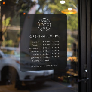 Opening Times Business Logo Opening Hours Black Window Cling