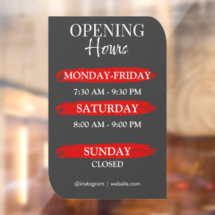 Opening Times   Business Logo Opening Hours Black  Window Cling