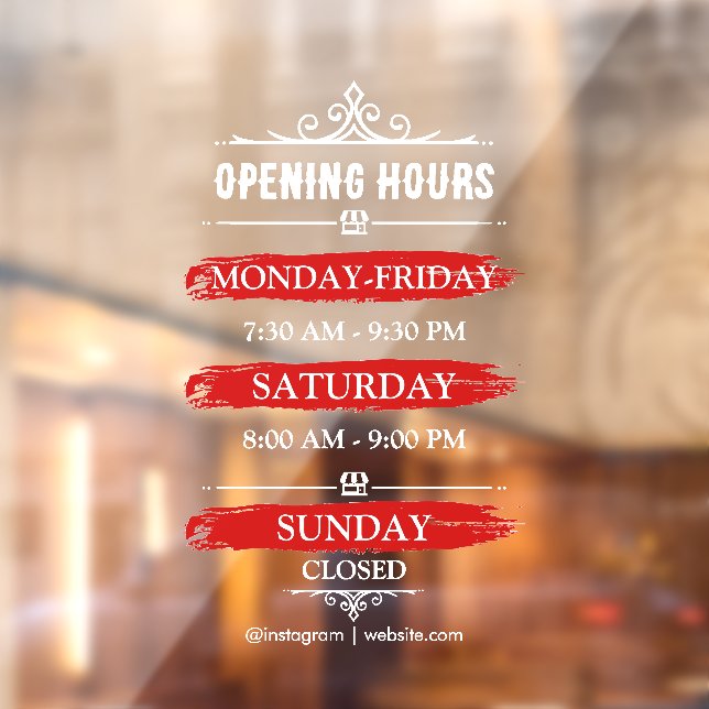 Opening Times | Business Logo Opening Hours Black  Window Cling (Sheet 2)