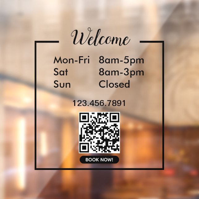 Opening Times Business Opening Hours Black  Window Cling (Sheet 2)