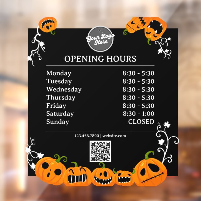 Opening Times Business Opening Hours Halloween Window Cling (Sheet 2)
