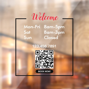 Opening Times Business Opening Hours Welcome Window Cling