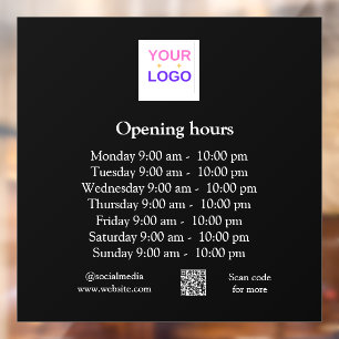 Opening times hours day business store shop hotel window cling