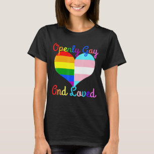 Openly Gay Loved Proud Pride Men Women Happy Fun R T-Shirt