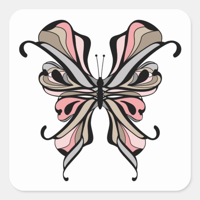 Openwork butterfly square sticker (Front)