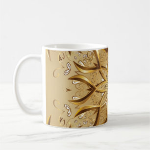 Openwork golden, oriental sketch texture. coffee mug