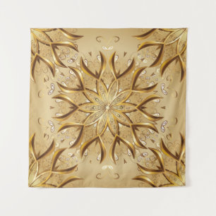 Openwork golden, oriental sketch texture. tapestry