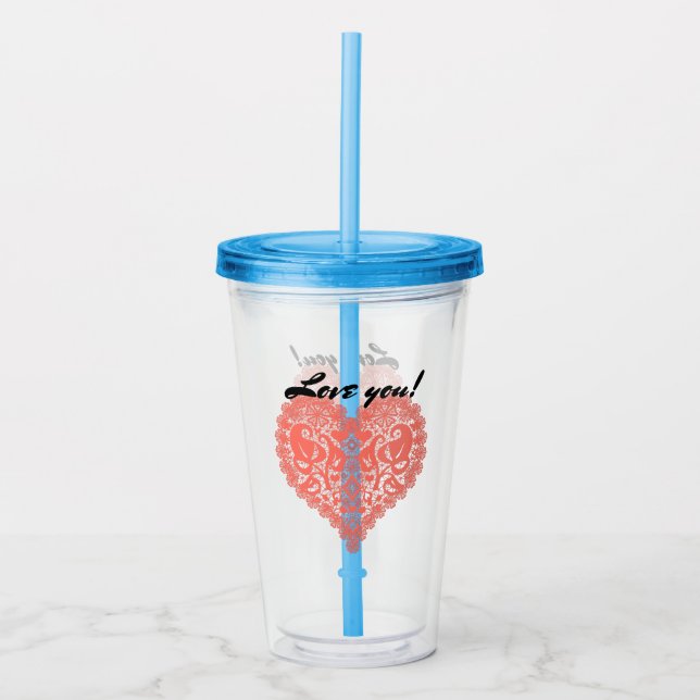 Openwork heart acrylic tumbler (Front)