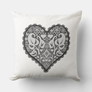 Openwork heart, wedding, vintage, engagement, gift cushion