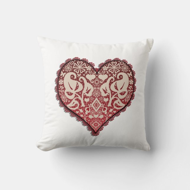 Openwork heart, wedding, vintage, engagement, gift cushion (Front)