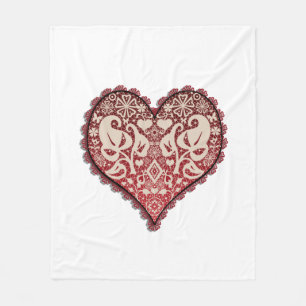 Openwork heart, wedding, vintage, engagement, gift fleece blanket
