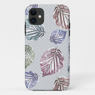 Openwork leaves on a light grey background iPhone 11 case