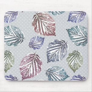 Openwork leaves on a light grey background  mouse mat