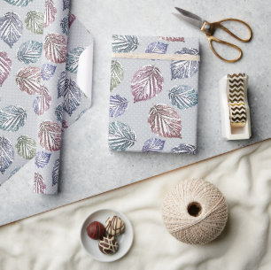 Openwork leaves on a light grey background  wrapping paper
