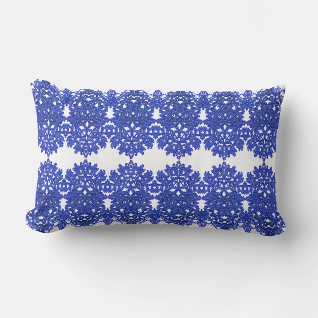 Openwork pattern in the style blue-chinoiserie lumbar cushion (Front)
