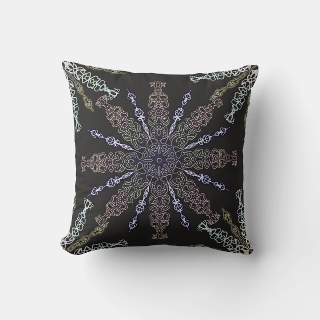 Openwork snowflakes on dark. cushion (Front)