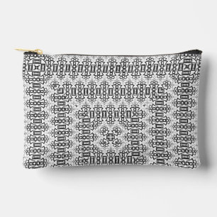 Openwork squares art deco retro black white accessory pouch