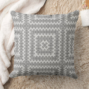 Openwork squares art deco retro black white cushion