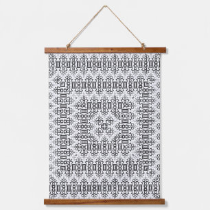Openwork squares art deco retro black white hanging tapestry