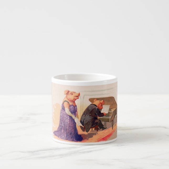 Opera and Expresso - Anthropomorphic Singing Pig Espresso Cup (Front)