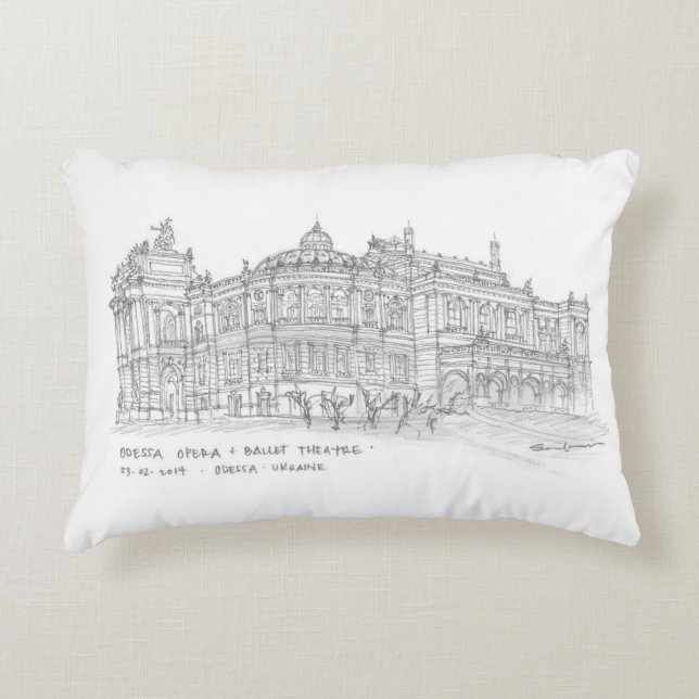 Opera + Ballet Theatre, Odessa, Ukraine Decorative Cushion (Front)