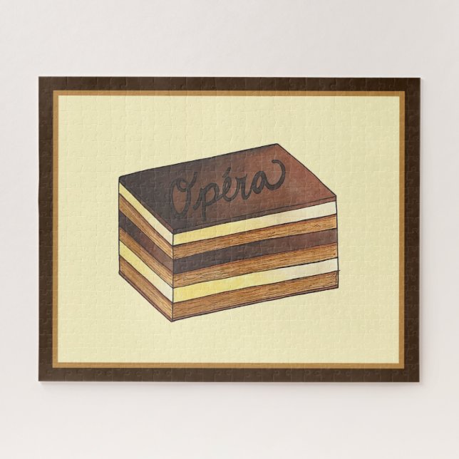 Opéra Cake French Pastry Patisserie Dessert Food Jigsaw Puzzle (Horizontal)